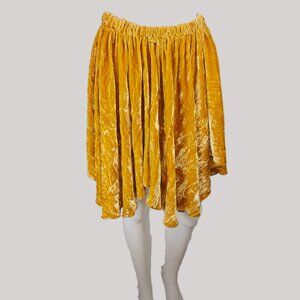 Oookies Wear Handmade Crushed Gold Velvet Midi Skirt